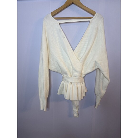 Zesica Womens Sweater Faux Wrap Knit Bow Feminine Sexy‎ Bat Wing Sleeve NWT - Picture 6 of 6